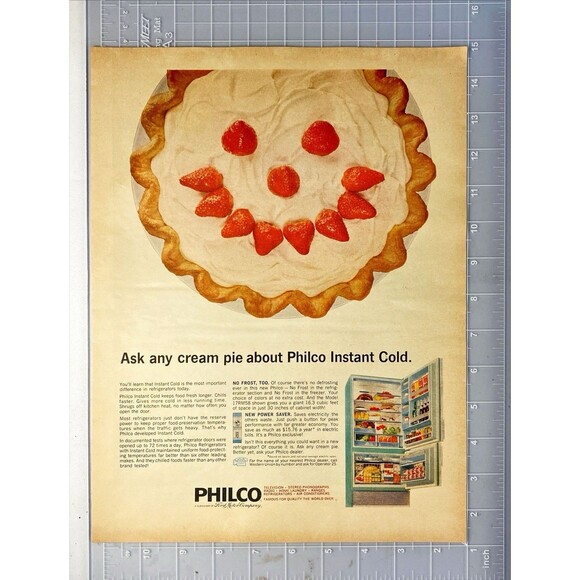 Philco Instant Cold Refrigerators "Ask any cream pie about Instant Cold" Ad 1965 - Picture 2 of 3